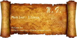 Mekler Ilona névjegykártya